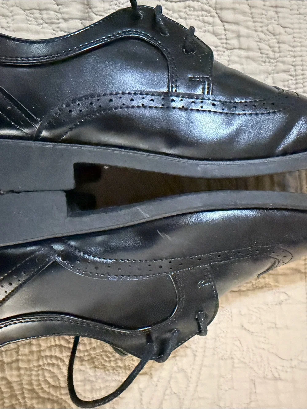 Boy’s Black Lace-Up Wingtip Dress Shoes